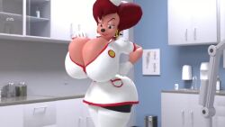 1girls 3d animated anthro anthro_only big_areolas big_breasts big_nipples breasts_bigger_than_head disney disney_channel flashing flashing_breasts gloves goof_troop growing milf nipples no_sound nurse nurse_uniform peg_pete shocking_(artist) solo tagme thighhighs video