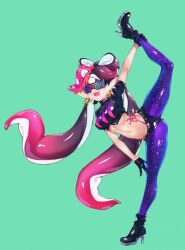 1girls black_gloves body_markings boots breasts callie_(splatoon) earrings fangs female food food_on_head gloves hypno_shades_(splatoon) inkling jewelry jtveemo medium_breasts non-web_source object_on_head octarian_tattoo octo_callie panties splatoon splatoon_(series) squid_sisters stretching sunglasses tattoo tech_control tentacle_hair tinted_eyewear underwear