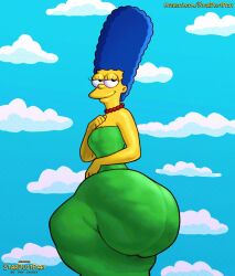 1girls ass ass_in_dress big_ass blue_hair bottom_heavy bubble_butt cellulite clothing dat_ass dress dumptruck_ass fat_ass female female_only huge_ass ignantastro large_ass looking_at_viewer marge_simpson massive_ass necklace pearl_necklace solo stardustpapi the_simpsons thick_ass thick_thighs thunder_thighs wide_hips yellow_body yellow_skin