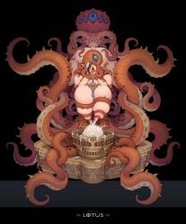 absurdres bent_over big_breasts bondage bound breasts cephalopod demon dungeon_and_fighter elf elf_ears elf_female female femsub highres huge_breasts jewelry l_axe lactation large_breasts milking mind_control necklace nude octopodiform octopus open_mouth tentacle