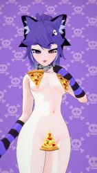 1girls 3d breasts cat_ears cat_humanoid cat_tail catgirl censored_nipples censored_pussy everancen female gloves horny_female koikatsu looking_at_viewer multicolored_eyes nude_female outside pizza purple_hair skull_hair_ornament smile solo spiked_belt tagme totless_(vtuber) tsuki_kimura virtual_youtuber vrchat vrchat_avatar vtuber wet_pussy