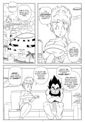 1boy 1girls arms_crossed big_breasts breasts cheating_husband cheating_mother comic daughters_husband dragon_ball english_text funsexydragonball in-lawcest mother-in-law mother-in-law_and_son-in-law page_1 page_number panchy panchy_(dragon_ball) panchy_briefs sitting sofa son-in-law vegeta wifes_mother