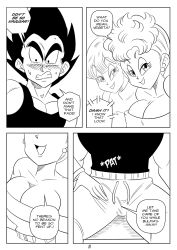 1boy 1girls big_breasts blush blush_lines breasts cheating_husband cheating_mother comic daughters_husband dragon_ball ear_piercing english_text funsexydragonball in-lawcest mother-in-law mother-in-law_and_son-in-law page_3 page_number panchy panchy_(dragon_ball) panchy_briefs son-in-law sweatdrop vegeta wifes_mother