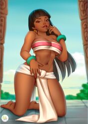 artist_logo artist_name biting_lip biting_own_lip black_hair breasts brown_eyes chel chel_(the_road_to_el_dorado) dark-skinned_female dark_skin didi_esmeralda dreamworks loincloth looking_at_viewer native_american native_american_female nipples on_knees seductive seductive_look seductive_smile smiling_at_viewer solo the_road_to_el_dorado topless topless_female tube_top white_tube_top