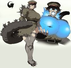 2026 2d 2d_(artwork) 2d_artwork ababachenchen big_breasts breasts catgendo22 clothed clothed_female color colored female female_focus female_only giantess glowing_boobs glowing_breasts godzilla godzilla_(series) godzilla_minus_one kaiju_girl large_boobs large_breasts light-skinned_female light_skin monster monster_girl plane sharp_teeth toho top_heavy torn_clothes torn_clothing