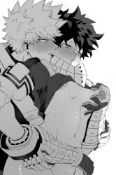 2boys bakugou_katsuki blush blush_lines erect_nipples gay goodbye_glory hugging_from_behind izuku_midoriya katsuki_bakugou lactating lactating_nipples lactation male male/male male_lactation male_nipples male_only my_hero_academia nipple_play nipple_squeeze nipple_stimulation nipple_tweak nipples spiky_hair squeezing_nipple yaoi