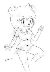 bear bear_girl cartoon_network female looking_at_viewer owo peace_sign picture shirt_only smile smiling tagme tawog teri_(tawog) the_amazing_world_of_gumball ultama_lokshar_(artist)