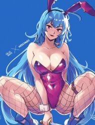 blue_hair breasts bunny_ears crimson_(akairot) female female_only missfaves original solo