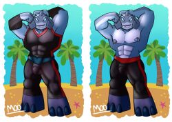 2024 abs alien alien_humanoid anthro biceps big_muscles blue_eyes bulge clothed clothing detailed_bulge digital_media_(artwork) disney flexing gantu genital_outline grey_body grey_skin hi_res humanoid latex latex_clothing latex_skinsuit lilo_and_stitch looking_at_viewer male male_only mostly_nude muscular muscular_anthro muscular_male nipples pecs penis_outline simple_background skimpy skinsuit smile solo standing swimwear thick_thighs tight_clothing topless topless_male torito_moo underwear