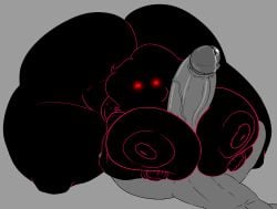 ass big_ass black_body bottomless breasts curvaceous curvy demon demon_girl girl huge_ass huge_breasts huge_thighs hyper_ass large_ass large_breasts monster monster_girl nightmare_waifu paizuri public_domain red_eyes sleep_paralysis_demon thick_thighs titjob v2ordinary venus_body voluptuous wide_hips