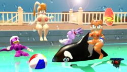 3d 3d_model 4girls anthro areolae artist_name avian ball beach_ball big_breasts bird black_nose blaze_the_cat blue_eyes breasts brown_hair bunny_ears completely_nude completely_nude_female cream_fur dark_nipples echidna feline female female_only full_body gloves huge_breasts jasminerobotnik kabalmystic lagomorph large_areolae large_breasts legs long_ears looking_at_viewer mammal martini mobian mobian_(species) mobian_echidna monotreme multiple_females multiple_girls naked naked_female nipples nude nude_female open_mouth orange_eyes orange_fur orange_hair pool pool_party poolside purple_fur purple_hair purple_skin pussy rabbit sega sideboob sitting skinny_dipping sonic_(series) sonic_adventure sonic_riders sonic_the_hedgehog_(series) source_filmmaker surfboard swallow_(bird) swimming thick_thighs thighs tikal_the_echidna tikal_the_echidna_(kabalmystic) two_tone_fur vanilla_the_rabbit water watermark wave_the_swallow white_fur white_gloves