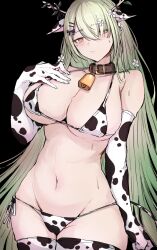 anxious athletic bell_collar belly bikini blush ceres_fauna ceres_fauna_(goth_costume) cow_ears cow_girl cow_print hololive hololive_english hololive_english_-council- hololive_english_-promise- huge_breasts legwear long_gloves looking_away shy thick_hips thick_thighs virtual_youtuber voluptuous wide_hips