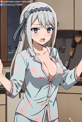 1girls ai_generated anime cleavage female female_only human kaguya-sama_wa_kokurasetai_~tensai-tachi_no_renai_zunousen~ pajamas ranwai shirogane_kei solo stable_diffusion