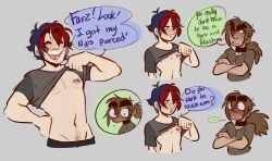 bileshroom blush comic_strip dyed-hair dyed_hair fanart farz_murphy gay nipple_piercing part_1 pierced_nipples shirt_lift sid_(tinr) this_is_not_romance yaoi