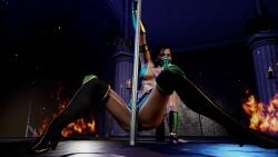 breasts fetishbox jade_(mortal_kombat) mortal_kombat mortal_kombat_11 uniform weapon