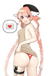 artist_request ass blush cute female heart-shaped_pupils indie_virtual_youtuber nervous nervous_smile panties pillowdear pink_eyes pink_hair shy virtual_youtuber vtuber vtuberfanart wings wings_on_head yandere