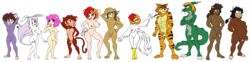 2018 animal_humanoid anthro avian bakumaru bird bovine caprine cattle chicken cream_(eto_ranger) dr_moreau drago_(eto_rangers) dragon equine eto_rangers feline female gao_(eto_rangers) group hols horse human humanoid jesus_tello_tello male mammal monk_(eto_rangers) monkey nude pakarachi penis pochiro primate sheep souffle tart_(eto_rangers) tiger_girl