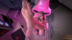 3d ass barefoot bikini cute dead_or_alive feet female female_only fetishbox foot_fetish girl honoka_(doa) soles solo thighs toes uniform