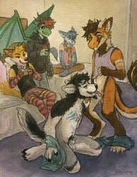 anthro being_watched canine canine chastity chastity_cage cum cunnilingus cuntboy dragon facial_hair fox fur furred_dragon husky hypnosis intersex intersex/male justdrox justwusky male mammal mind_control oral pants_around_one_leg sergal sex sicklyhypnos spiral_eyes vaginal_penetration