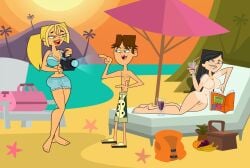 1boy 1male 2females 2girls 2women ass big_ass big_breasts boob_window breasts bridgette_(tdi) cody_(tdi) feet female heather_(tdi) male pennsatucky pussy see-through_clothing total_drama_island