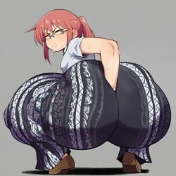 ai_generated annoyed annoyed_expression big_ass forbidden_pants goghkunn hand_on_ass hand_on_butt heavenly_ass huge_ass kobayashi kobayashi-san_chi_no_maidragon massive_ass miss_kobayashi's_dragon_maid squatting