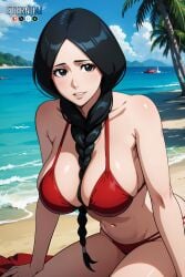 1girls ai_generated beach big_breasts bikini bikini_bottom bikini_top bleach bleach:_the_thousand-year_blood_war blonde_hair blue_eyes braid braided_ponytail breasts cleavage deviantart_username eternoai female female_only front_ponytail huge_breasts large_breasts light-skinned_female light_skin mature mature_female milf nai_diffusion patreon_username pixiv_username red_bikini sagging_breasts seaside smile solo solo_focus stable_diffusion swimsuit thick_thighs thighs twitter_username unohana_retsu very_long_hair voluptuous voluptuous_female watermark wide_hips