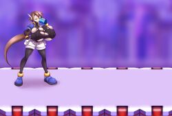 aile breast_expansion closed_eyes drink drinking gigantic_breasts mega_man mega_man_zx metachoke ripped_clothing sequence stage