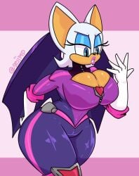 big_ass big_breasts boob_window casual casual_nudity clothed female female_only geiimp no_bra rouge_the_bat rouge_the_bat_(prime) sonic_(series) sonic_prime