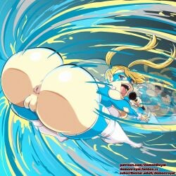 ass_attack ass_focus asshole blonde_hair colored demonroyal female girl huge_ass microphone pawg pussy rainbow_mika shortstack solo_female spread_cheeks street_fighter twintails wrestling_outfit