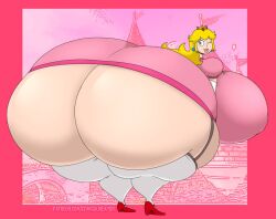 1girls ass bent_over big_ass big_breasts blonde_hair blue_eyes breasts colossal_ass comical_weapon female female_only gigantic_ass huge_ass huge_breasts hyper hyper_ass large_ass large_breasts looking_back mario_(series) massive_ass nintendo princess princess_peach showing_ass super_mario_bros. tagme thick_thighs thunder_thighs voluptuous wide_hips wink