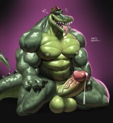 alligator balls bara bara_tits big_balls big_penis crocodile crocodilian crocodylid dirtymache erection hat heart huge_cock mache male male_only muscular muscular_male penis precum tagme tongue tongue_out