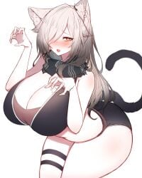 1girls animal_ear_piercing animal_ears animal_tail arknights big_breasts blush blush_lines blushing_at_viewer cat_ears cat_tail catgirl child_bearing_hips cleavage cleavage_cutout cleavage_overflow fat_ass female female_focus female_only gradient_hair grey_hair hotpants huge_breasts light-skinned_female light_skin long_hair looking_at_viewer massive_breasts posing posing_for_the_viewer rikuguma scarf schwarz_(arknights) short_shorts shorts shy shy_smile tagme tank_top thick_ass thick_thighs thighs tight_clothes tight_clothing tight_fit top_heavy wide_hips yellow_eyes