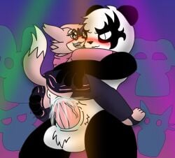 big_penis blush clothed_sex clothing cum cum_in_pussy cum_inside female fox furry_male giant_panda girl glasses male/female no_panties panda pink_fur public public_sex rei_silverfang size_difference skirt skirt_up super_animal_royale veiny_penis