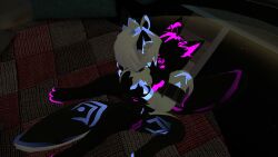 black_fur furry glowing hot_pink riding touching vr vrchat vrchat_avatar white_fur