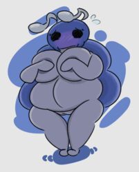 1girls antennae anthro anthrofied arthropod ass beetle belly big_ass big_belly big_breasts big_butt black_eyes black_sclera blue_background blue_exoskeleton blush blushing breasts bretta_(hollow_knight) butt completely_nude completely_nude_female covering covering_breasts covering_nipples cute empty_eyes eyebrows eyelashes female female_only full_body grey_areola grey_skin hips hollow_knight huge_belly huge_breasts humanoid insects large_ass large_belly large_breasts large_butt looking_at_viewer naked naked_female nude nude_female nudity pussy simple_background solo solo_female standing thejunkbag thick thick_ass thick_thighs thighs voluptuous white_background wide_hips