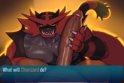 2boys absurd_res anthro anthro_on_anthro anthro_only bara barazoku bedroom_eyes big_penis body_fur charizard chromamorph claws duo erection fangs foreskin foreskin_folds fully_retracted_foreskin gay gay_sex generation_1_pokemon generation_7_pokemon genitals glans green_eyes hi_res holding_penis horns huge_cock humanoid_penis imminent_oral incineroar inner_foreskin intact long_penis looking_at_viewer male male/male male_only male_pov masculine muscles muscular_anthro muscular_male narrowed_eyes nintendo nude_male partial_male pecs penis pokemon pokemon_(species) raised_tail red_fur seductive sex sharp_fangs sharp_teeth tail teeth thick_penis thick_thighs uncut vein veiny_penis