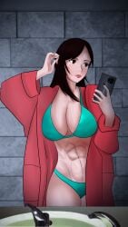 abs bathroom big_breasts final_fantasy final_fantasy_vii jubaby muscular selfie tagme thick_thighs tifa_lockhart