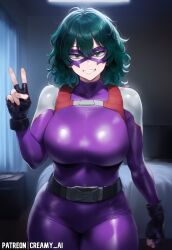 ai_generated bodysuit boku_no_hero_academia creamy_ai green_eyes green_hair large_breasts my_hero_academia patreon_username tokage_setsuna