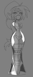 ball_gag bondage bottle female female_only hoopa hoopa_(confined) in_bottle legs_tied legs_tied_together legs_together monochrome pokemon raver1357 shantae shantae_(character) solo tears