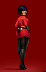 1girls asian ass big_hero_6 bodysuit brown_eyes cosplay curvy disney elastigirl_(cosplay) female female_only fully_clothed gogo_tomago highlights hourglass_figure jlullaby lipstick marvel marvel_comics pixar rear_view short_hair smooth_skin solo standing the_incredibles tight_clothes voluptuous