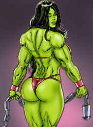 1girls 2018 ass big_ass female female_only green_hair green_skin marvel muscular muscular_female she-hulk solo superposer