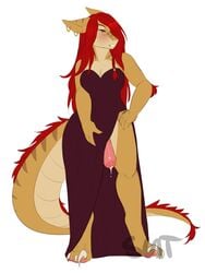 1futa akita(theretto) anthro breasts crazybear futa_only futanari hair intersex kitsunewaffles-chan lizard penis red_hair reptile rykar scalie simple_background solo solo_futa white_background