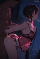 1boy 1girl ai_generated animal_print arched_back arm_grab arm_held_back ass babydoll bangs bare_shoulders bent_over big_ass big_breasts big_thighs black_choker black_hair blush bouncing_breasts bra breast_press breasts breath brown_hair bubble_butt bursting_breasts busty camisole choker cleavage clenched_teeth clothed_female_nude_male clothed_sex clothing_aside collarbone curvaceous curvaceous_ass curvaceous_body curvaceous_female curvaceous_figure curvaceous_hips curvaceous_thighs curvy curvy_body curvy_female curvy_figure curvy_hips curvy_thighs dark-skinned_male dark_skin dispatch_(game) doggystyle faceless faceless_male from_side hair_between_eyes half-closed_eyes heavy_breathing hetero highleg holding_another's_wrist hourglass_figure huge_ass huge_breasts huge_hips indoors invisigal lace lace_panties lace_trim large_breasts leaning_forward leopard_print lingerie mature mature_female medium_breasts motion_lines negligee nipples open_mouth orange_eyes paid_reward_available panties panties_aside pink_panties plump_thighs rain reflection saliva saliva_drip saliva_on_face saliva_on_tongue saliva_string saliva_trail see-through sex sex_from_behind shiny_hair shiny_skin short_hair side-tie_panties sidelocks skindentation slim_waist soft_breasts solo_focus standing standing_sex string_panties sweat sweating sweaty sweaty_body teeth thick_butt thick_hips thick_legs thick_thighs thighs thong tongue tongue_out underwear underwear_only vaginal velutinx visible_breath voluptuous voluptuous_body voluptuous_female watermark wet wet_skin wide_ass wide_hipped_female wide_hips wide_thighs yellow_eyes