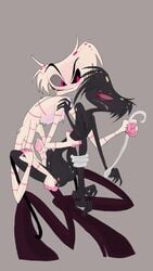 2boys angel_dust_(hazbin_hotel) angry anthro arachnid arackniss big_penis blush brothers duo erect_nipples furry hazbin_hotel incest male male_only multi_eye penis red_panda_qt sex simple_background smile smooth_skin vivienne_medrano yaoi