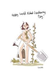 1girls artistic_nude breasts casual completely_nude faune female female_only garden gardening gardening_tool human nonsexual nonsexual_nudity nude nudist pale_skin plant plants shovel tagme watering_can wholesome