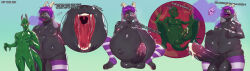absurd_res ambiguous_fluids anthro belly bodily_fluids bovid burping caprine cock_vore cum ejaculation fur genital_fluids genitals goat hi_res inside kobold male male/male mammal organs overweight penile penis pip_the_rat_(artist) scalie slightly_chubby stomach vore