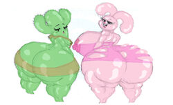 2018 anais_watterson anthro ass big_breasts big_butt breasts carmen_(tawog) cartoon_network duo dxoz female lagomorph looking_at_viewer mammal nipples nude obese_female open_mouth plant rabbit simple_background the_amazing_world_of_gumball thick_thighs wide_hips