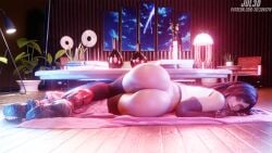 1girls 3d ass_focus big_ass big_breasts black-haired_female black_hair blender bottomless bottomless_female breasts female female_only final_fantasy final_fantasy_vii focus_on_ass hi_res highres jul3d jul3dnsfw large_breasts laying_down laying_on_floor light-skinned_female light_skin long_hair looking_at_viewer makeup nail_polish red_eyes seductive seductive_look solo tifa_lockhart uncensored