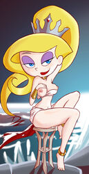 1girls bimbo blonde_hair cartoon_network dripping_pussy dzyer eris_(billy_and_mandy) exposed_breasts eyeshadow goddess large_breasts lipstick makeup no_panties pussy sitting the_grim_adventures_of_billy_and_mandy wet_pussy