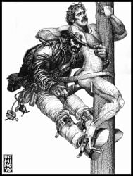 1979 dated domino_(donald_merrick) gay male male_only monochrome muscular original traditional_media yaoi